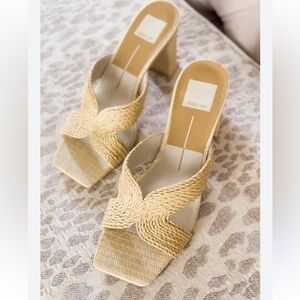 Dolce Vita Cream Woven Heeled Mules